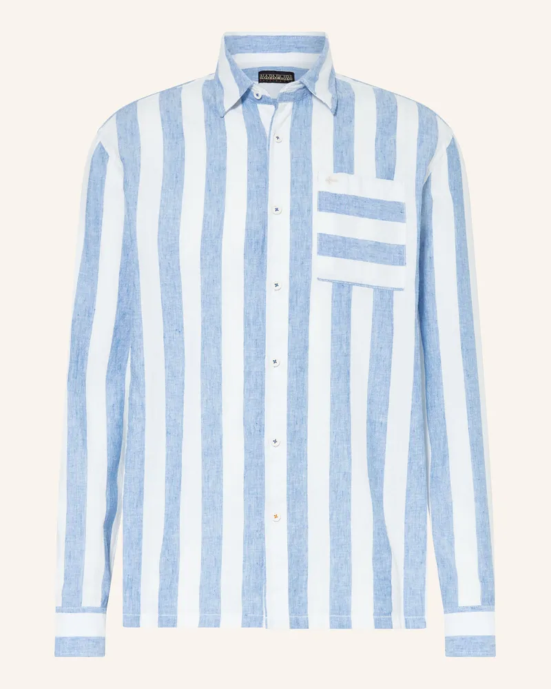 Napapijri Hemd BROLIO Comfort Fit mit Leinen Blau