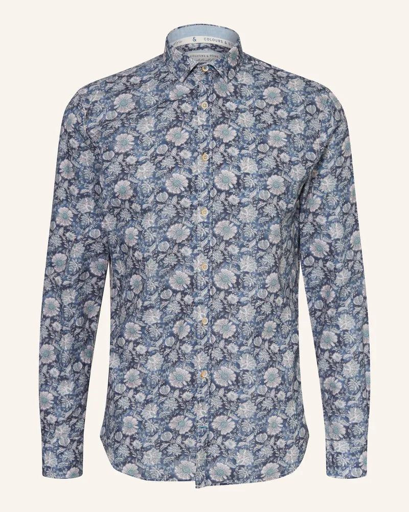 colours & sons Hemd Slim Fit Dunkelblau