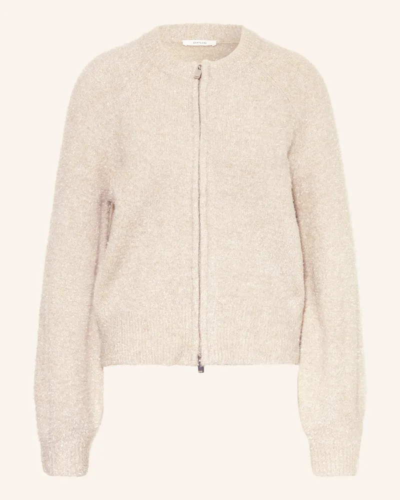 OPUS Strickjacke DOSMIC mit Glitzergarn Camel