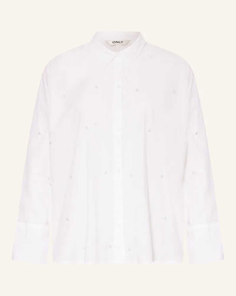 only Hemdbluse Mit Schmuckperlen weiss Weiss