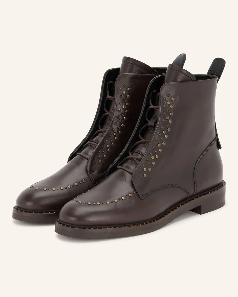 Pertini Schnürboots Mit Nieten braun Dunkelbraun