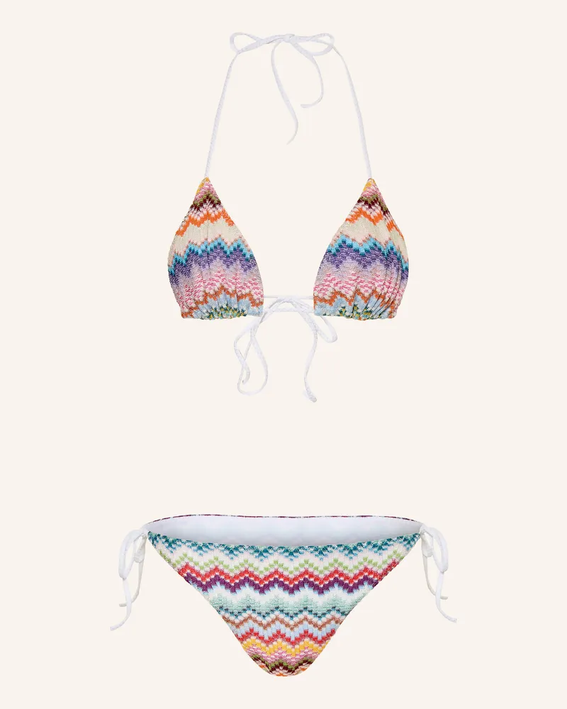 Missoni Triangel-Bikini Mit Glitzergarn rot Hellblau