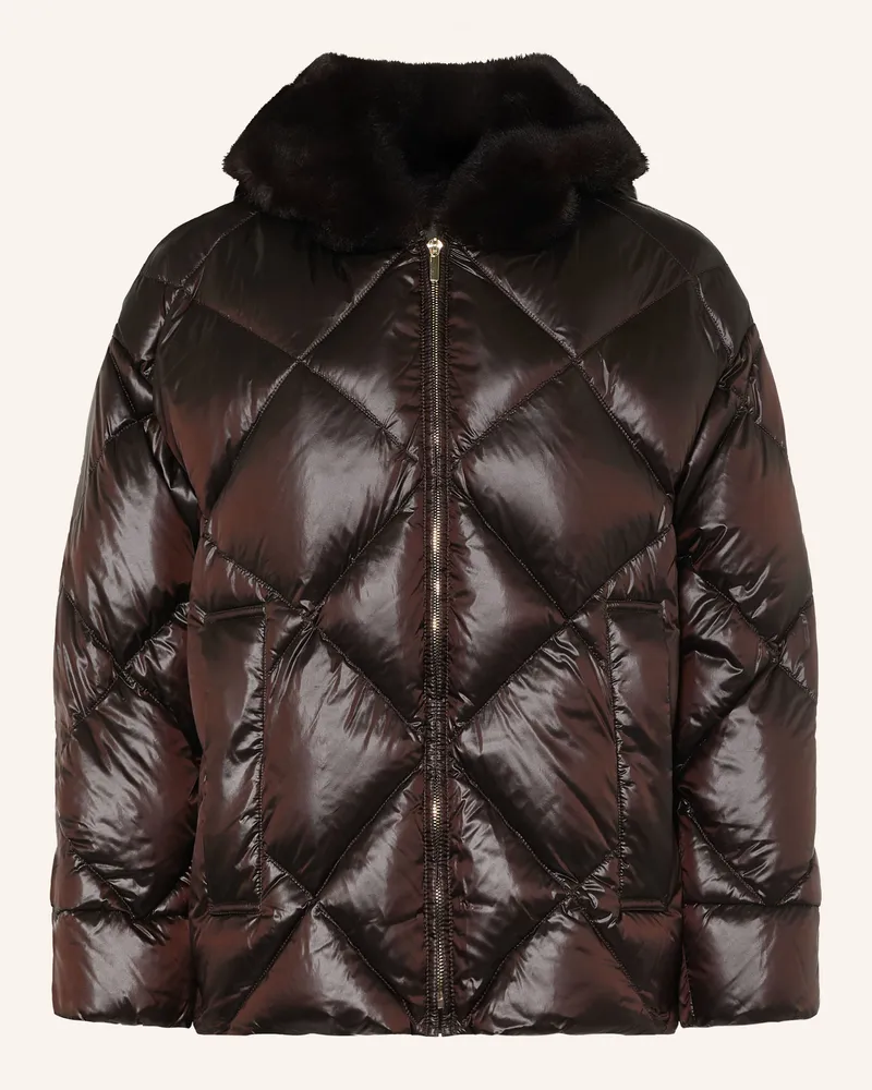 Max Mara Daunenjacke Nebbie Mit Kunstfell braun Dunkelbraun