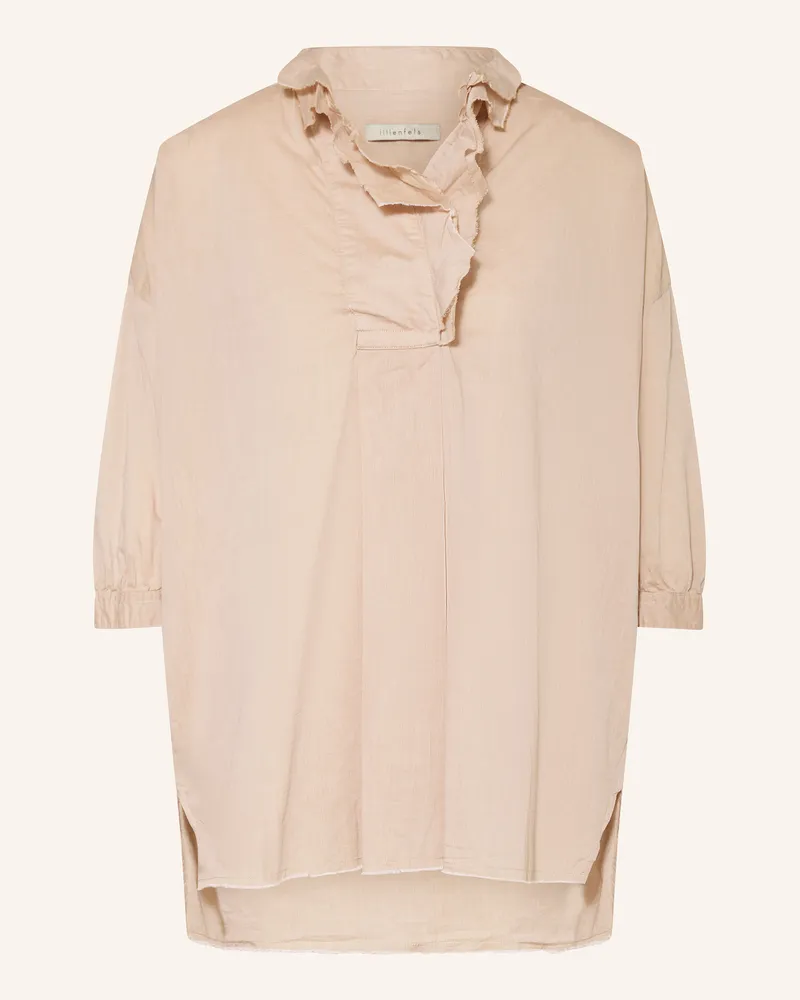 lilienfels Bluse mit 3/4-Arm und Rüschen Beige