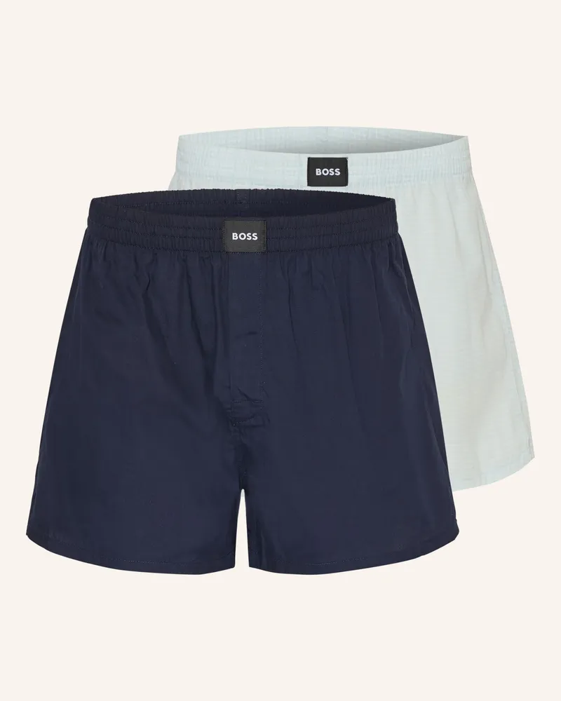 HUGO BOSS 2er-Pack Web-Boxershorts S. Cw Peach blau Dunkelblau