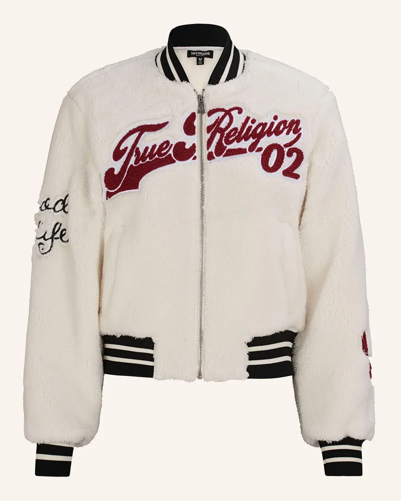 True Religion Collgejacke CHENILLE BOMBER Weiss