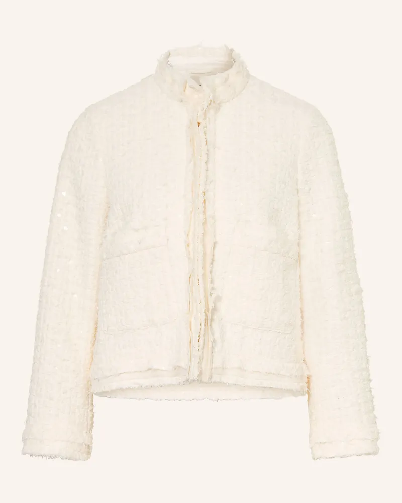 Luisa Cerano Kastenjacke Aus Tweed Mit Pailletten weiss Creme