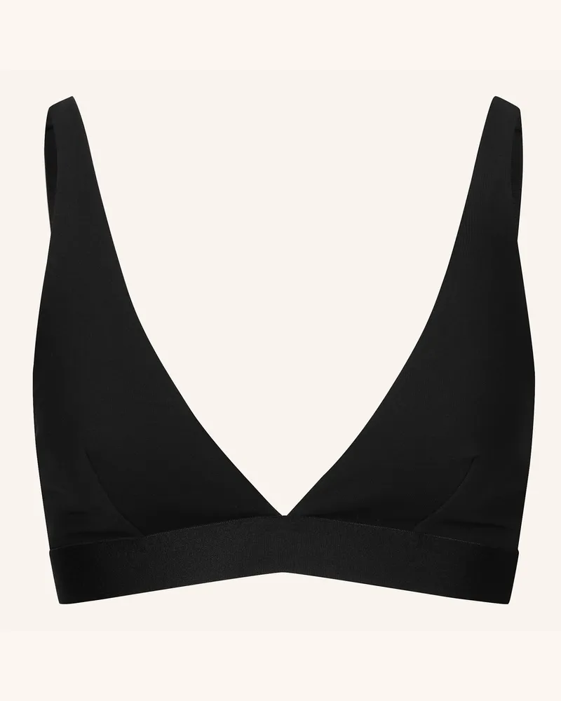 Ehrlich Textil Casual Cotton Bügelloser Plunge Bh Mittlerer Halt Aus Bio-Baumwolle - Verstellbare Träger schwarz Schwarz