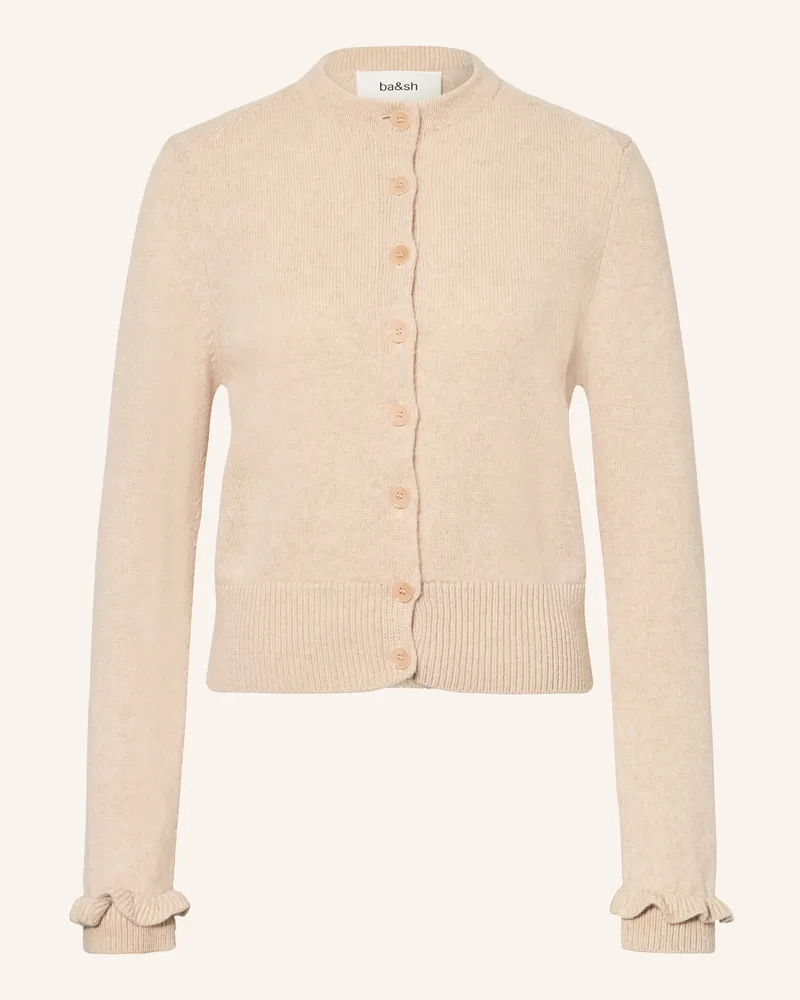 ba&sh Strickjacke KARANTE mit Rüschen Beige