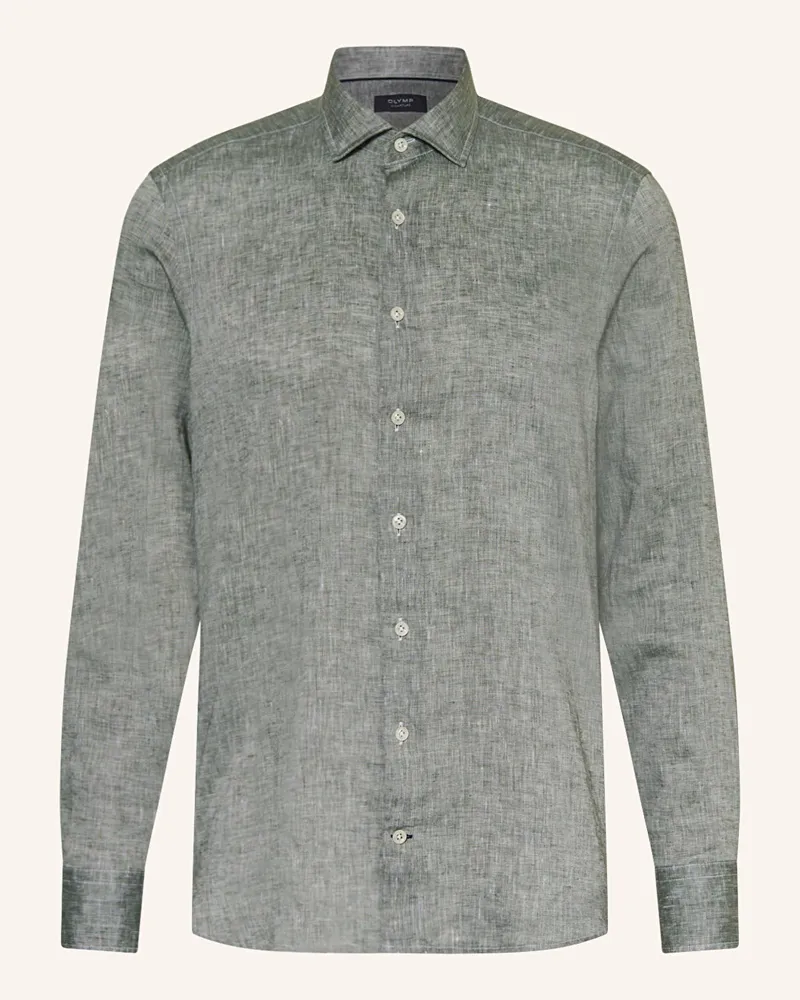 Olymp Leinenhemd tailored fit Grün