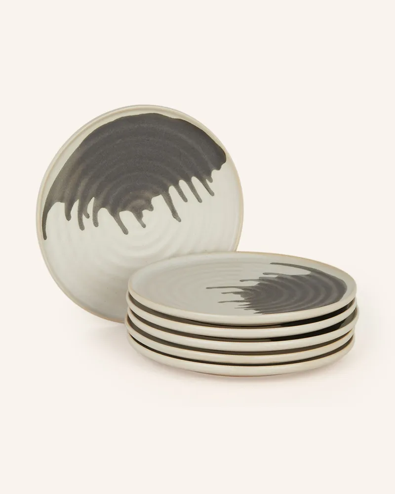 ferm LIVING 6er-Set Dessertteller Omhu weiss Beige