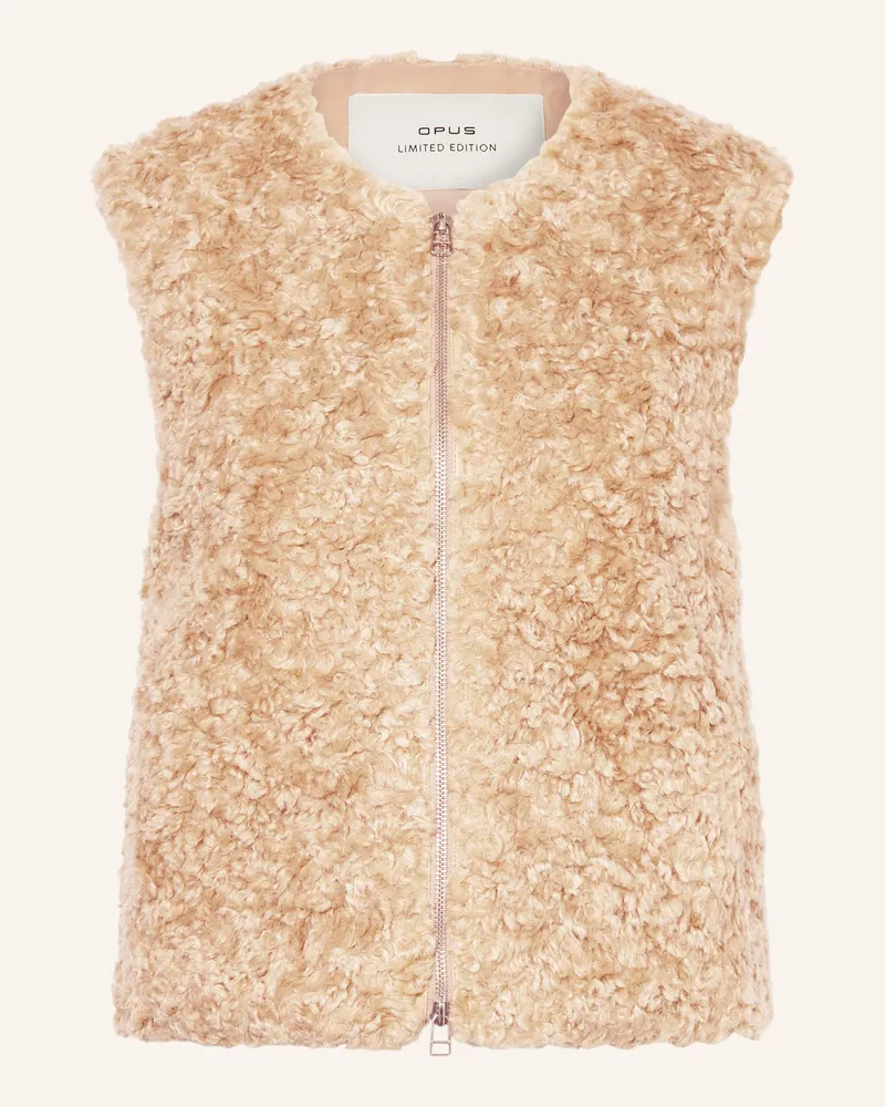 OPUS Kunstfell-Weste WAHIDA Beige
