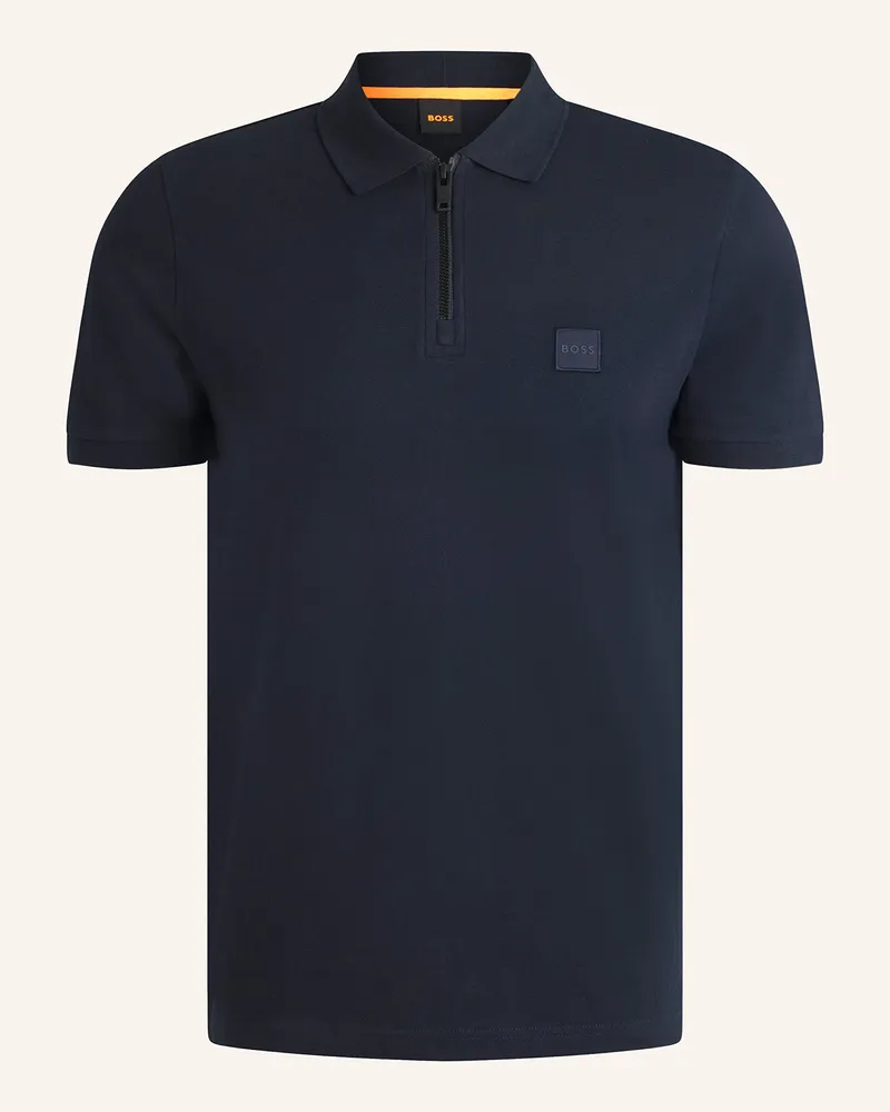 HUGO BOSS Piqué-Poloshirt Passerzip blau Dunkelblau