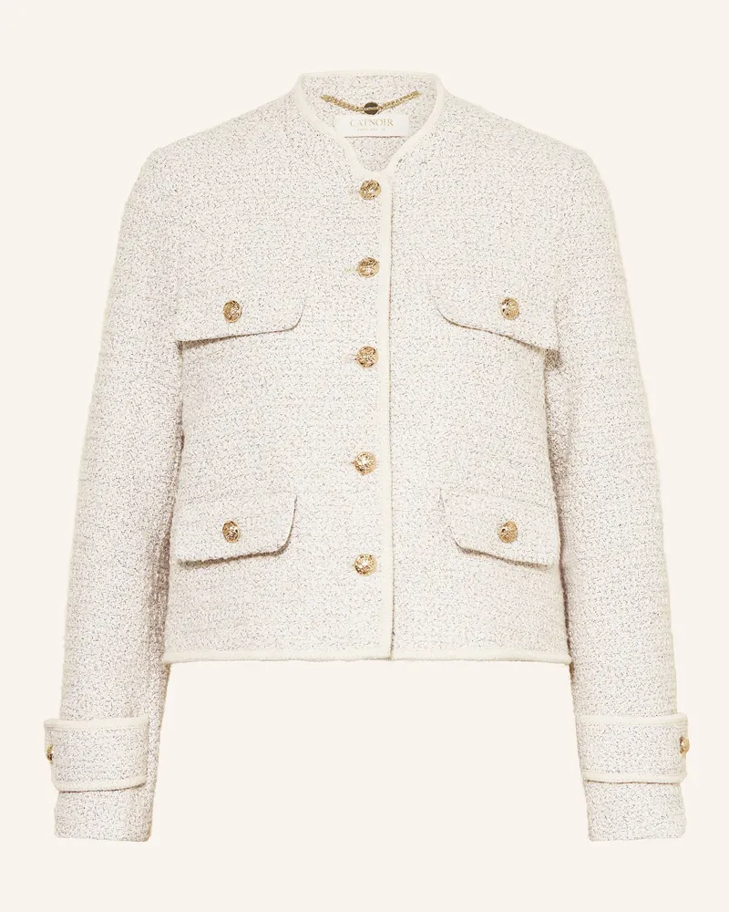 CATNOIR Bouclé-Kastenjacke mit Glitzergarn Creme