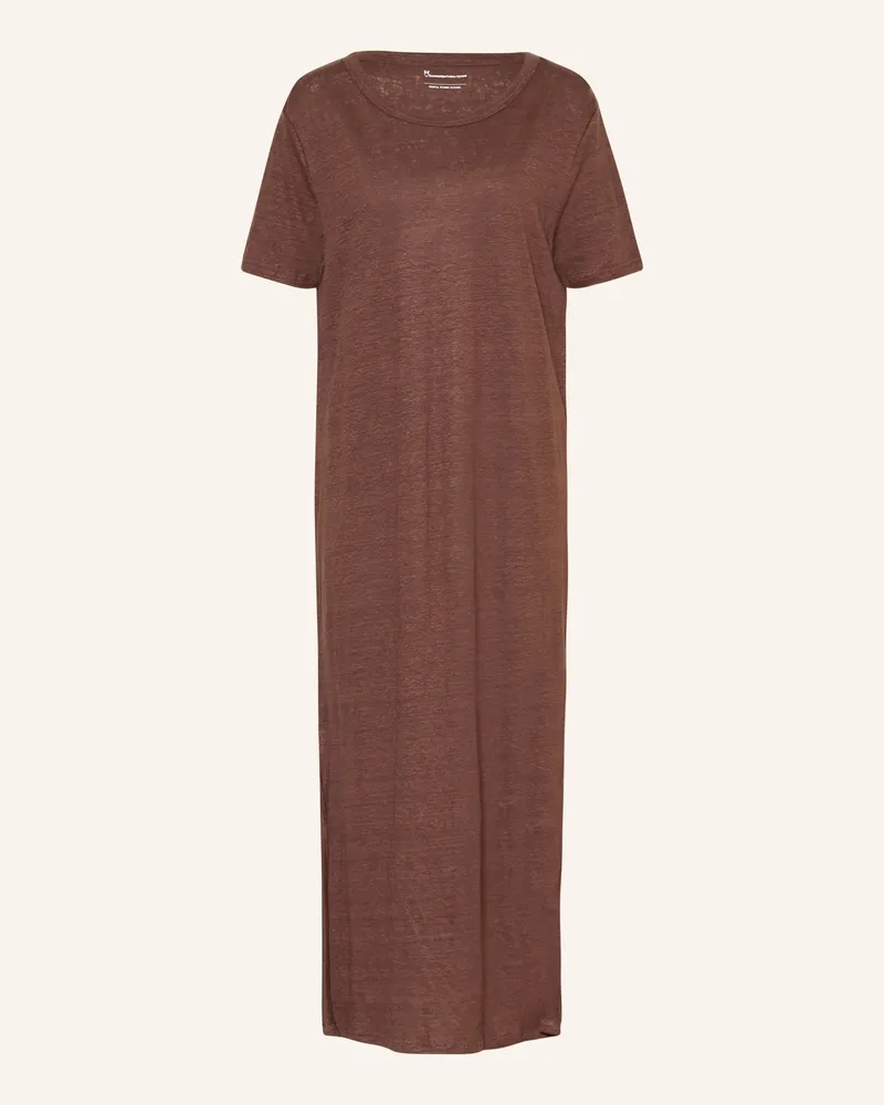 Knowledge Cotton Apparel Leinenkleid braun Altrosa