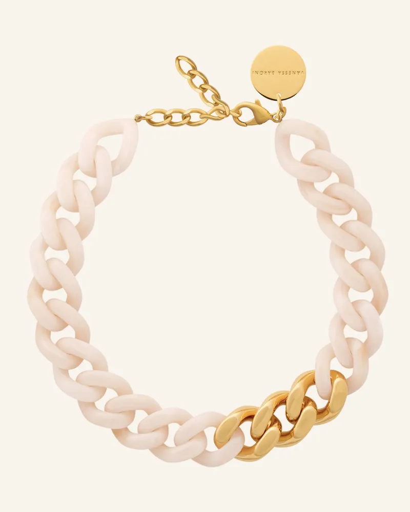 Vanessa Baroni Halsketten FLAT CHAIN NECKLACE WITH GOLD LATTE MARBLE by GLAMBOU Gold