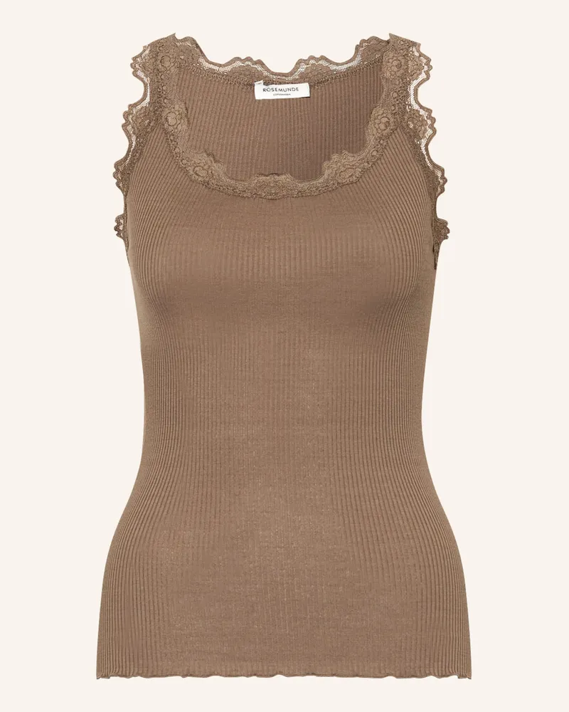 Rosemunde Seidentop BABETTE mit Spitze Taupe