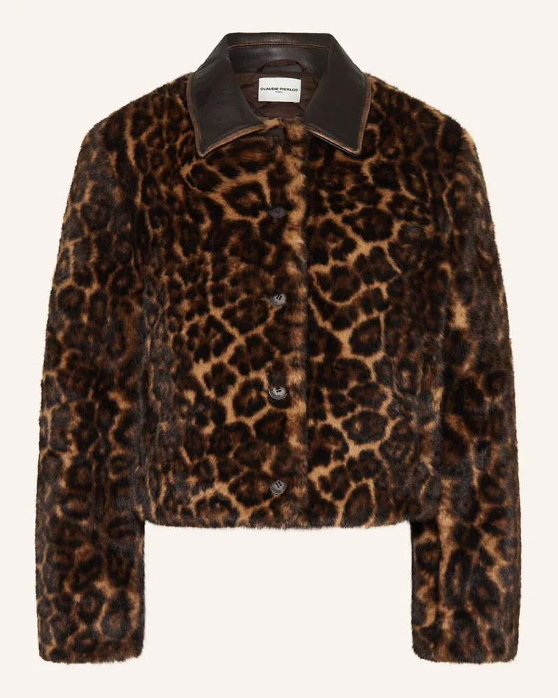 Claudie Pierlot Kunstfell-Jacke beige Dunkelbraun