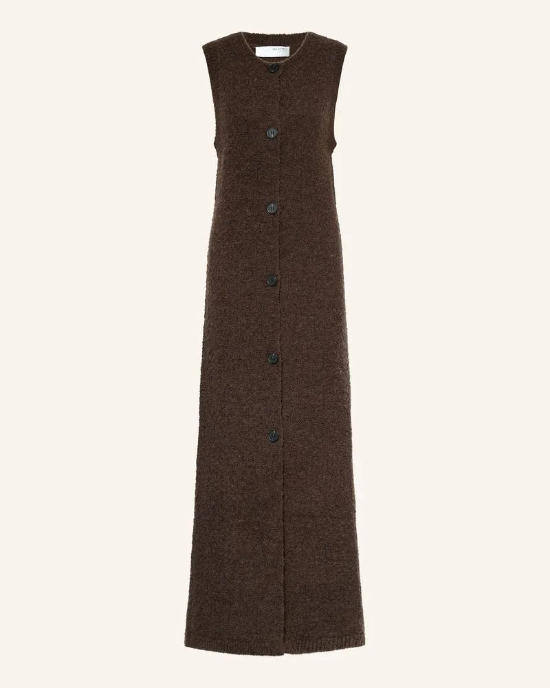 Selected Strickkleid Dunkelbraun