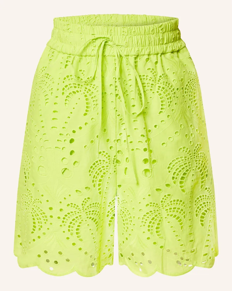 Darling Harbour Shorts mit Lochstickerei Limette