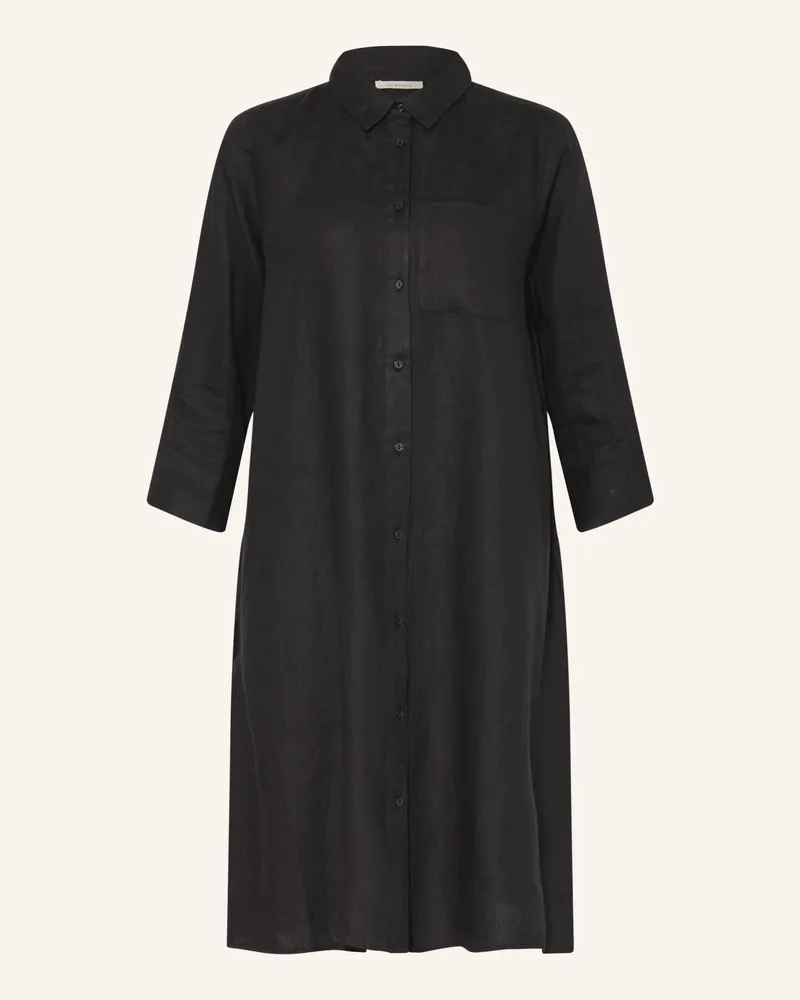 lilienfels Hemdblusenkleid Liano Aus Leinen schwarz Schwarz