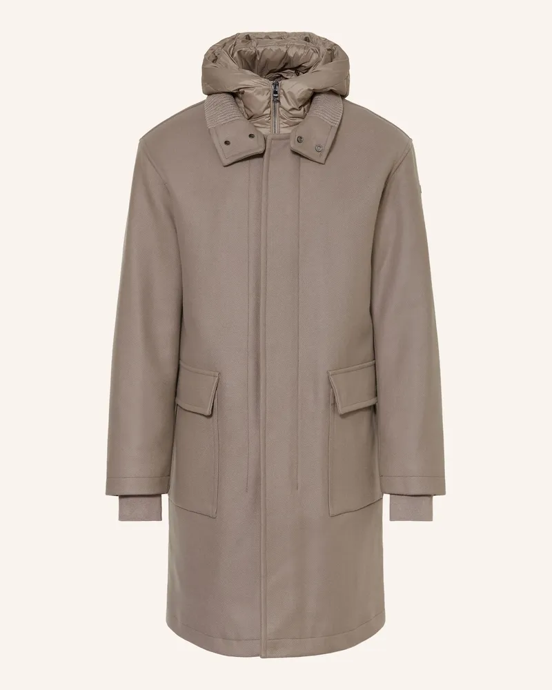 DUNO Wollmantel Laerte Arbus Mit Abnehmbarer Kapuze beige Taupe