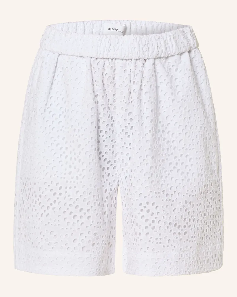 Selected Shorts Aus Lochspitze weiss Weiss