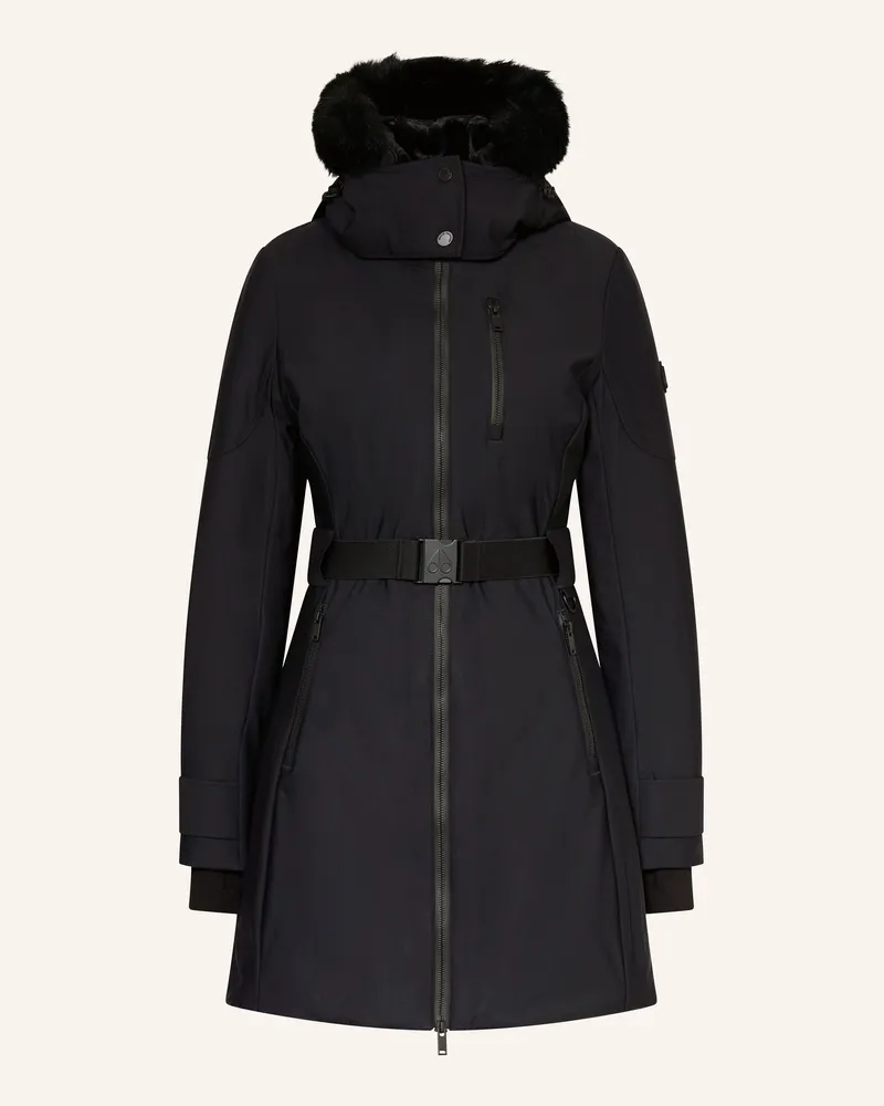 Moose Knuckles Daunenparka WINGROVE mit Kunstfell und abnehmbarer Kapuze Schwarz