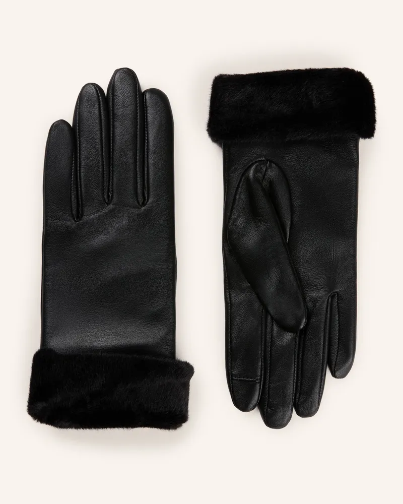 HUGO BOSS Lederhandschuhe Giorgy Mit Kunstfell schwarz Schwarz