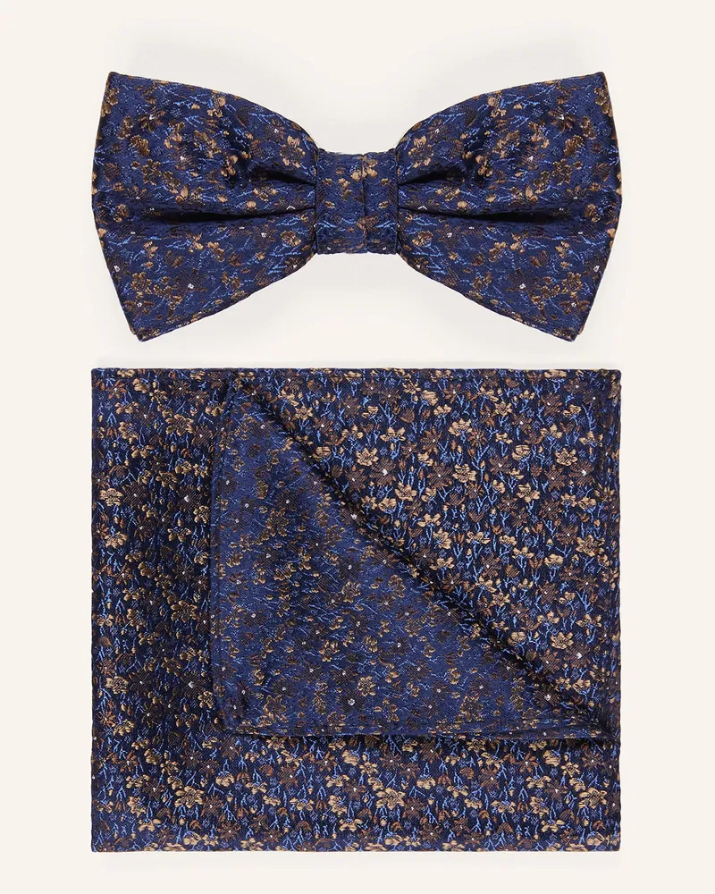 paul Set: Fliege Und Einstecktuch blau Dunkelblau