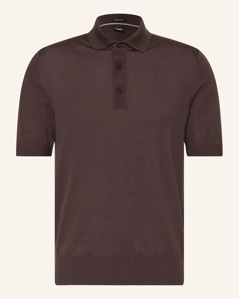 HUGO BOSS Strick-Poloshirt Nolano braun Dunkelbraun