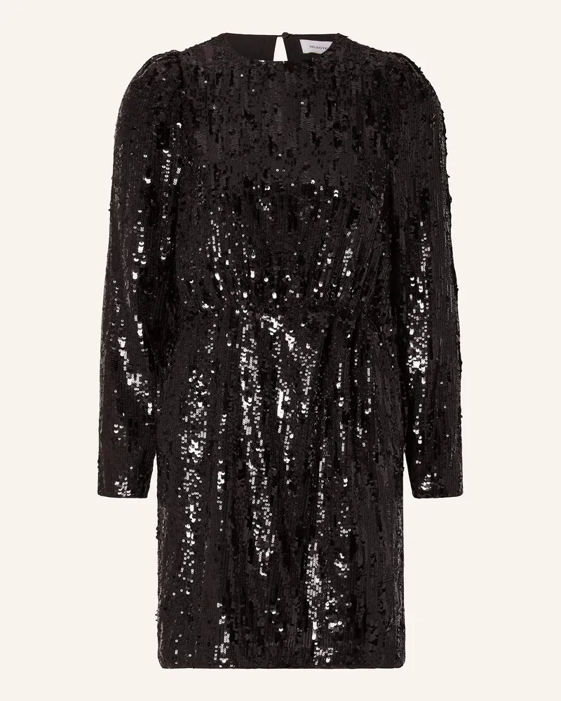 Selected Cocktailkleid mit Pailletten Schwarz