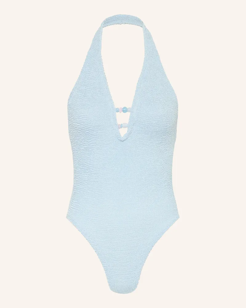 Hunza G Neckholder-Badeanzug Adirana Mit Schmuckperlen blau Hellblau