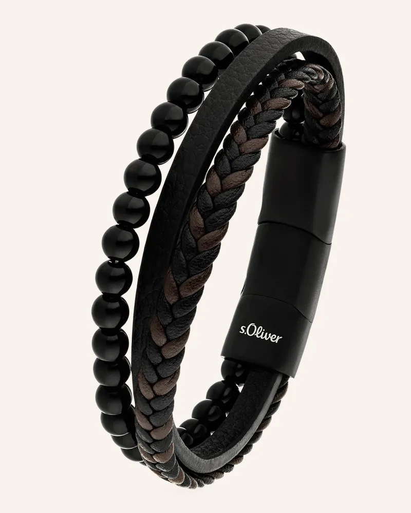 S.Oliver Armband  Aus  Echtleder schwarz Schwarz
