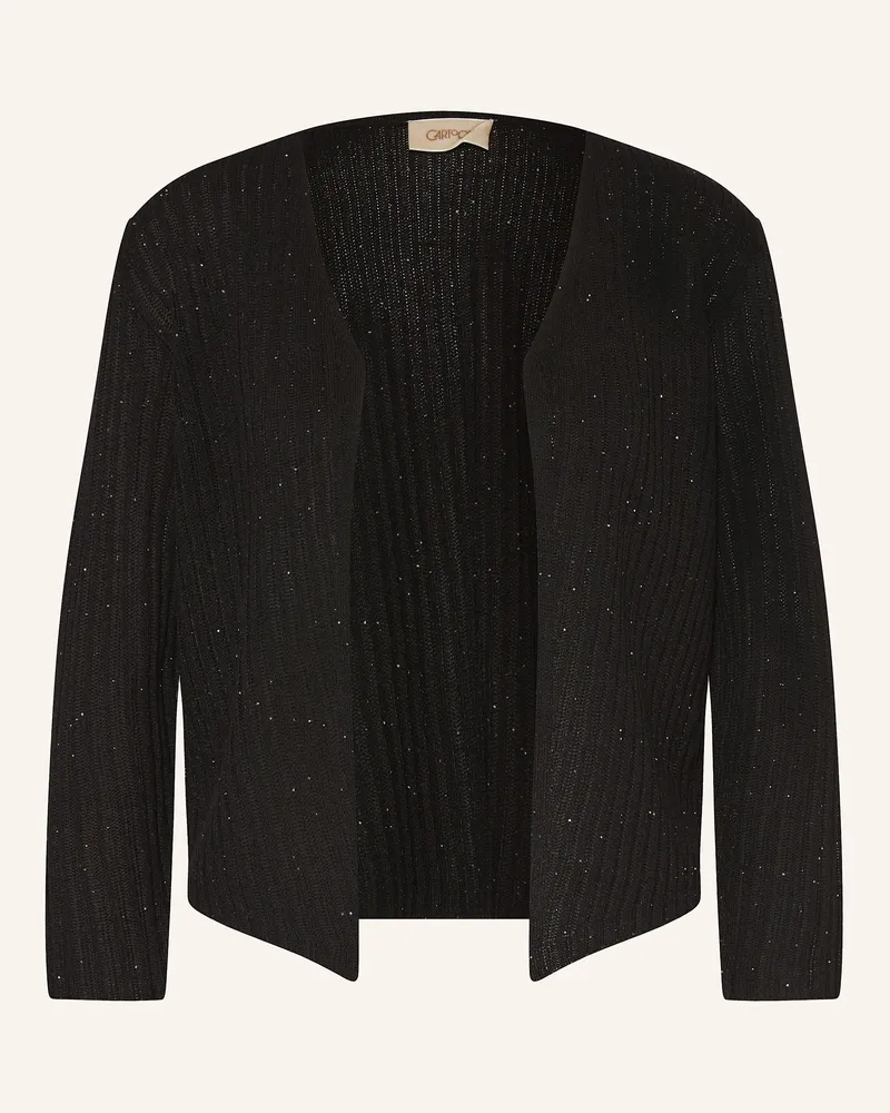 Cartoon Strickjacke mit Pailletten Schwarz