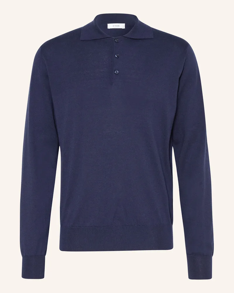 Eton Strick-Poloshirt Dunkelblau