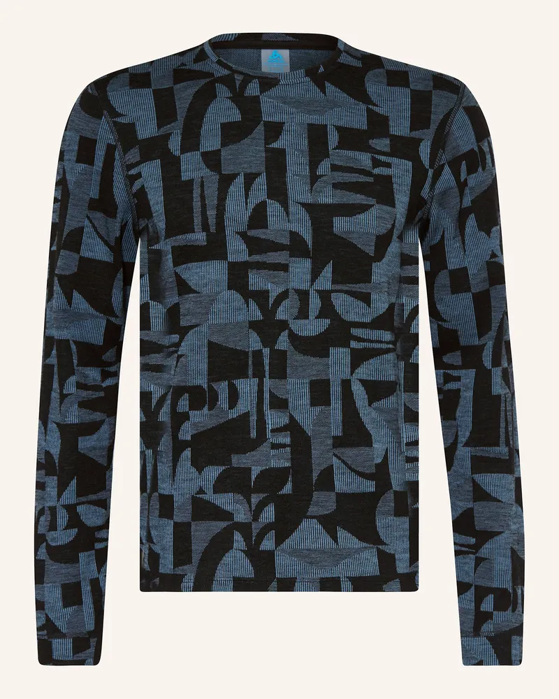 Odlo Funktionswäsche-Shirt MERINO WARM JACQUARD aus Merinowolle Schwarz