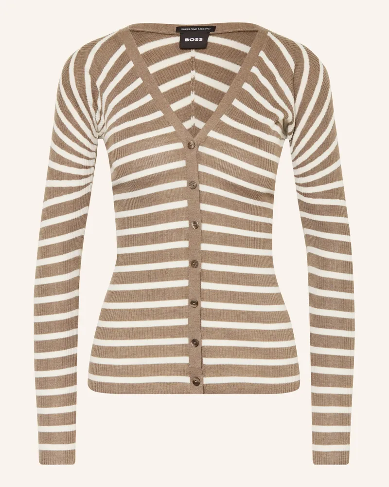 HUGO BOSS Strickjacke Fayani beige Braun