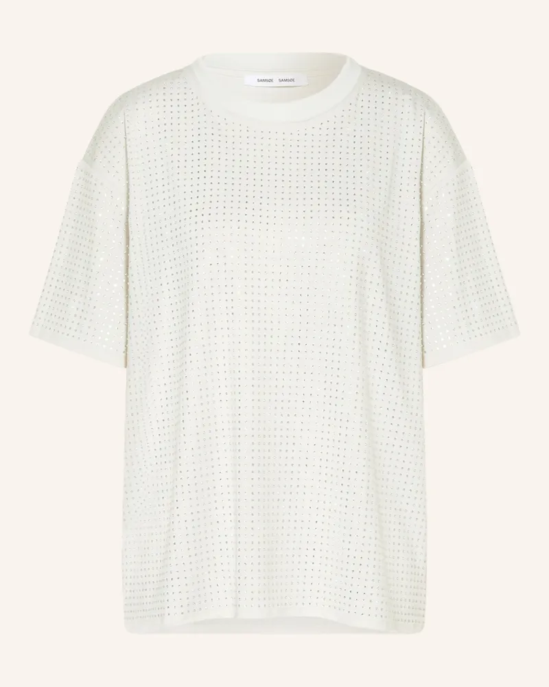 Samsøe & Samsøe Oversized-Shirt Chrishell Mit Schmucksteinen weiss Creme