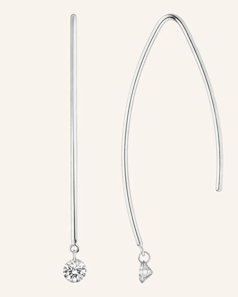 Leaf Creolen Pure M Aus 18 Karat Weißgold Mit Diamanten silber Weissgold