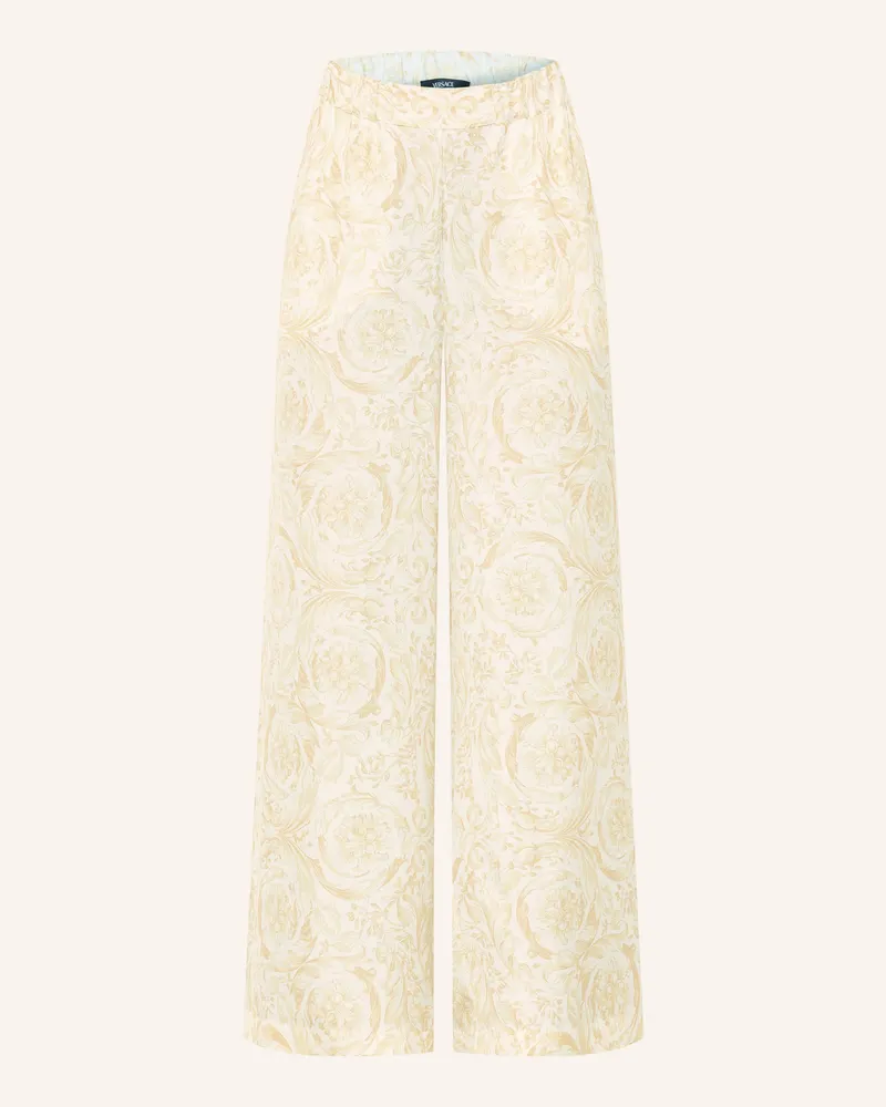 Versace Marlenehose Aus Seide gold Hellgelb