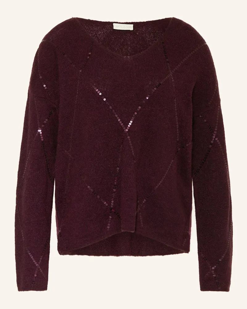 Milano Italy Pullover mit Pailletten Dunkellila