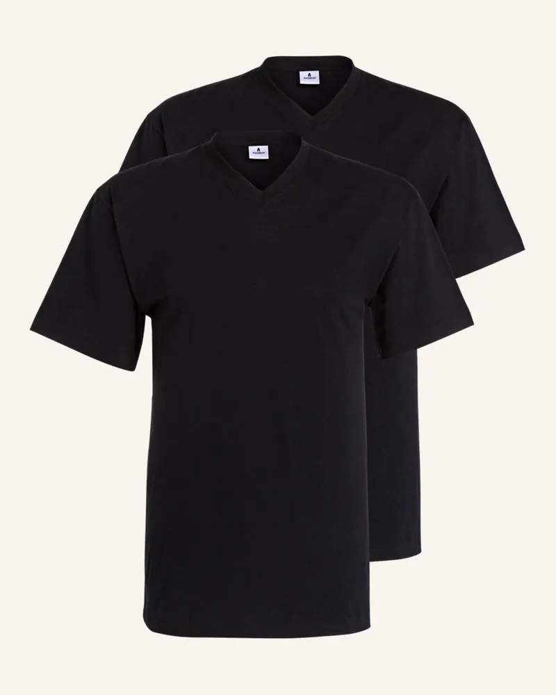 Ragman 2er-Pack V-Shirts schwarz Schwarz