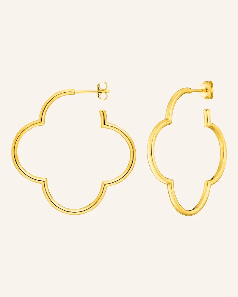 Leaf Creolen KLEEBLATT aus 14 Karat Gelbgold Gold