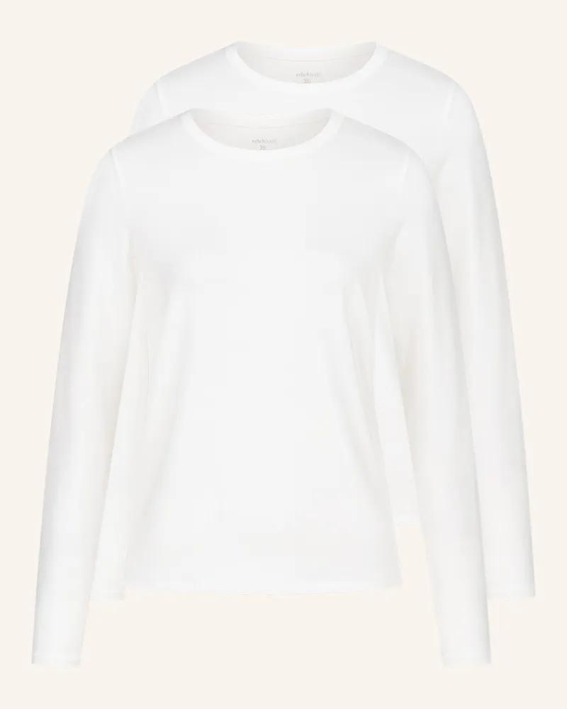 Ehrlich Textil 2er Pack Light Touch Lockeres Langarmshirt Aus Lyocell - Seidig Weich weiss Beige