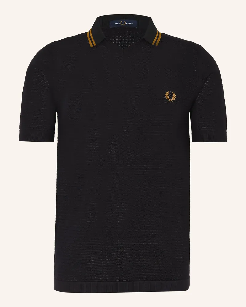 Fred Perry Strick-Poloshirt schwarz Schwarz