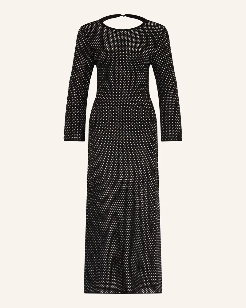 Maje Strickkleid mit Cut-out und Schmucksteinen Schwarz