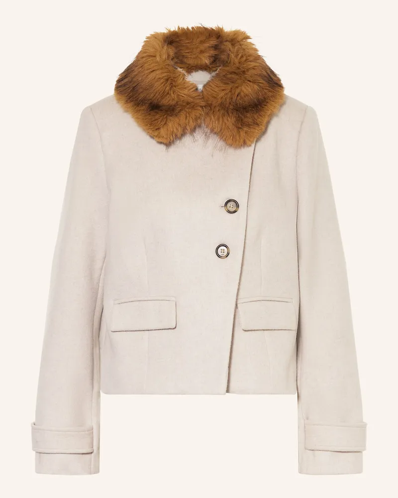 ba&sh Jacke Terry Mit Kunstfell weiss Ecru