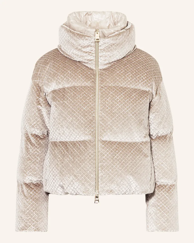 Herno Daunenjacke aus Samt mit Pailletten Beige