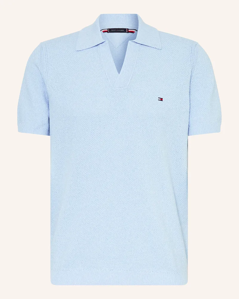 Tommy Hilfiger Strick-Poloshirt Regular Fit blau Hellblau